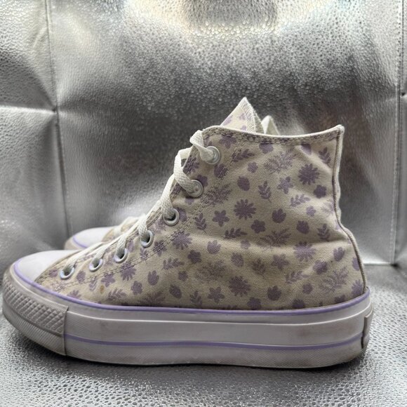 Size M7/W9 Converse CTAS Lift Platform Unisex High Top Floral Shoes 173137C - Picture 7 of 10